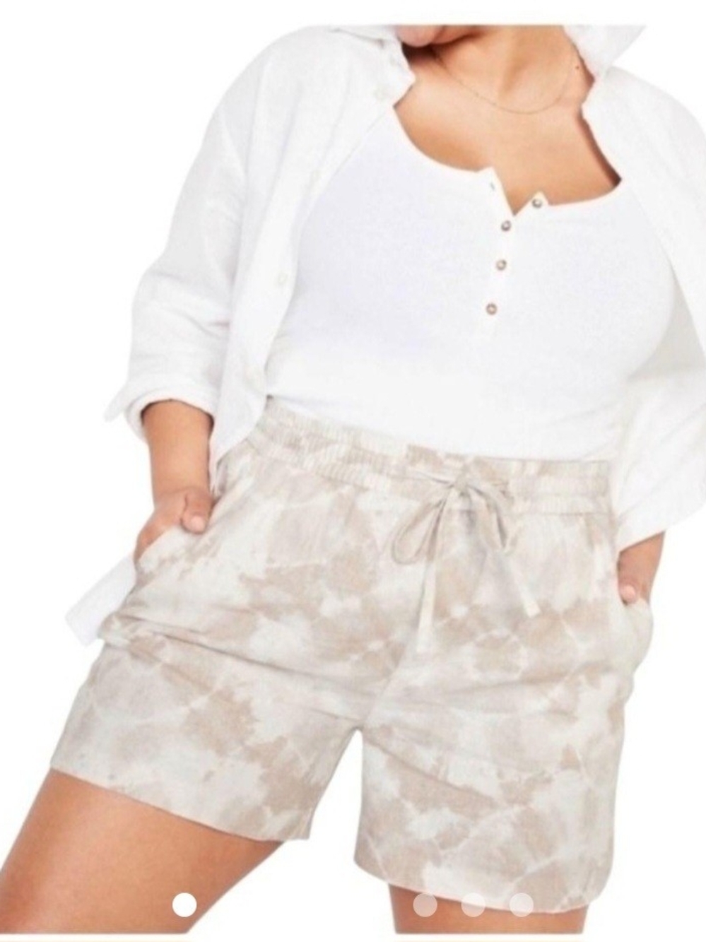 NWOT Old Navy Women's Tie-Dye Drawstring Shorts - Beige Taupe